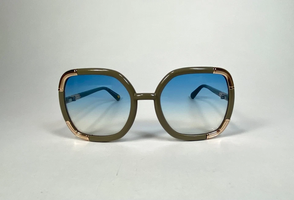 Óculos de sol moderno por volta de 2013 DVF Diane Von Furstenberg amostra rara lente grande - Imagem 2 de 4