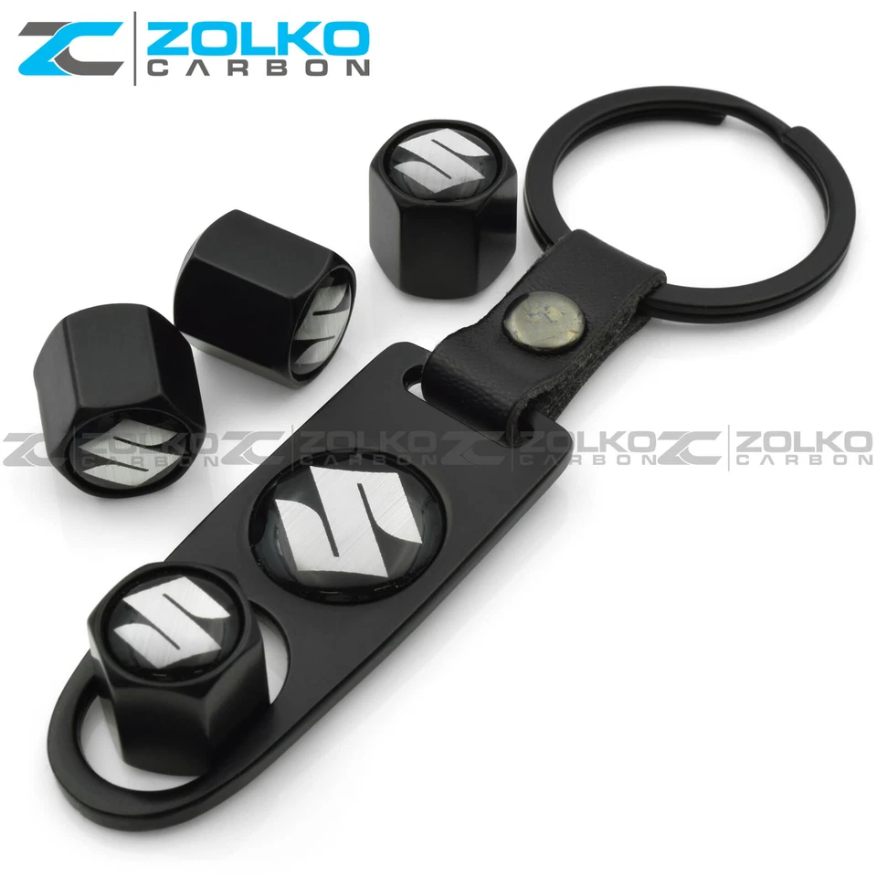 TAPAS DE VÁSTAGO DE VÁLVULA + LLAVERO RUEDA NEUMÁTICO NEGRO - VENDEDOR DE EE. UU. Foto 2 de 4