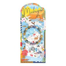 NEW JILZARAH Handmade Clay Beads DESTINATION MICHIGAN BLUE MAIZE 8mm Bracelet