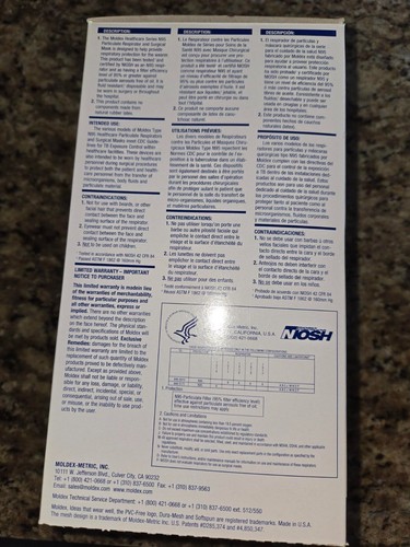NIB! Moldex 1513 Series N95 Face Cover Surgical Mask Large - 20 Pack! FAST SHIP! - Picture 7 of 9