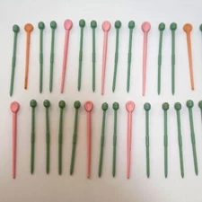 Vintage Plastic Pink Blue Peach Hair Roller Picks Pins Curlers hairstyling