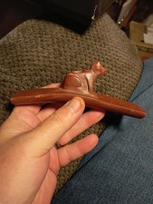 Authentic Indiana Catlinite Fox Effigy Platform Pipe Indian Arrowhead Artifact