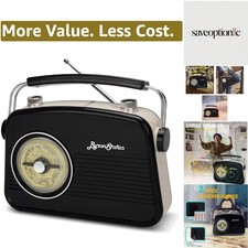 Black AM FM Radio - Small Portable Radios Vintage/Retro with Headphone Jack, ...