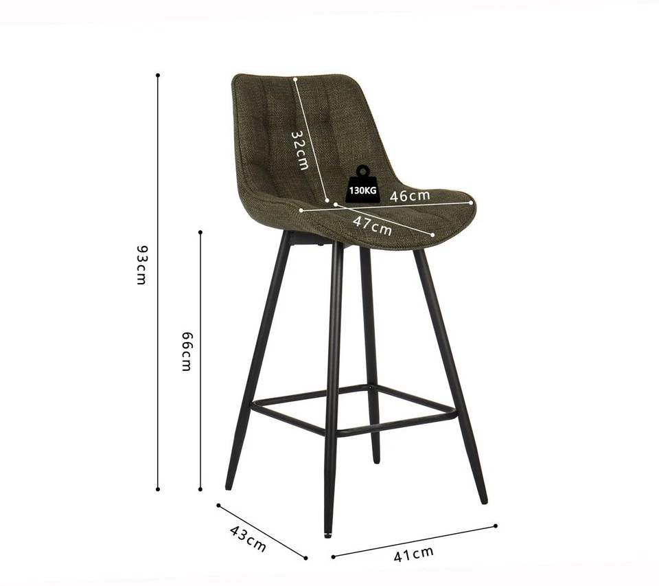 2X Velvet Designer Bar Stools Bar Chairs Kitchen Counter Height 66cm Metal Legs - Image 2 of 3