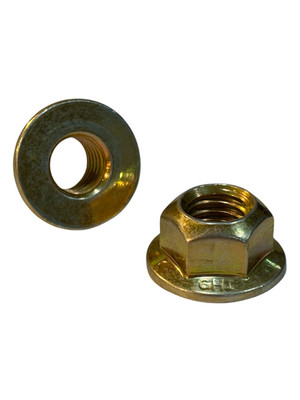 (50 Pcs) 7/16''-14 Grade 8 (G) Hex Flange Top Lock Nuts Coarse Zinc Yellow & Wax