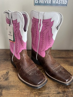 Ariat Little Girls Western Roper Boots USA Size 4.5  Pink +Brown NWT