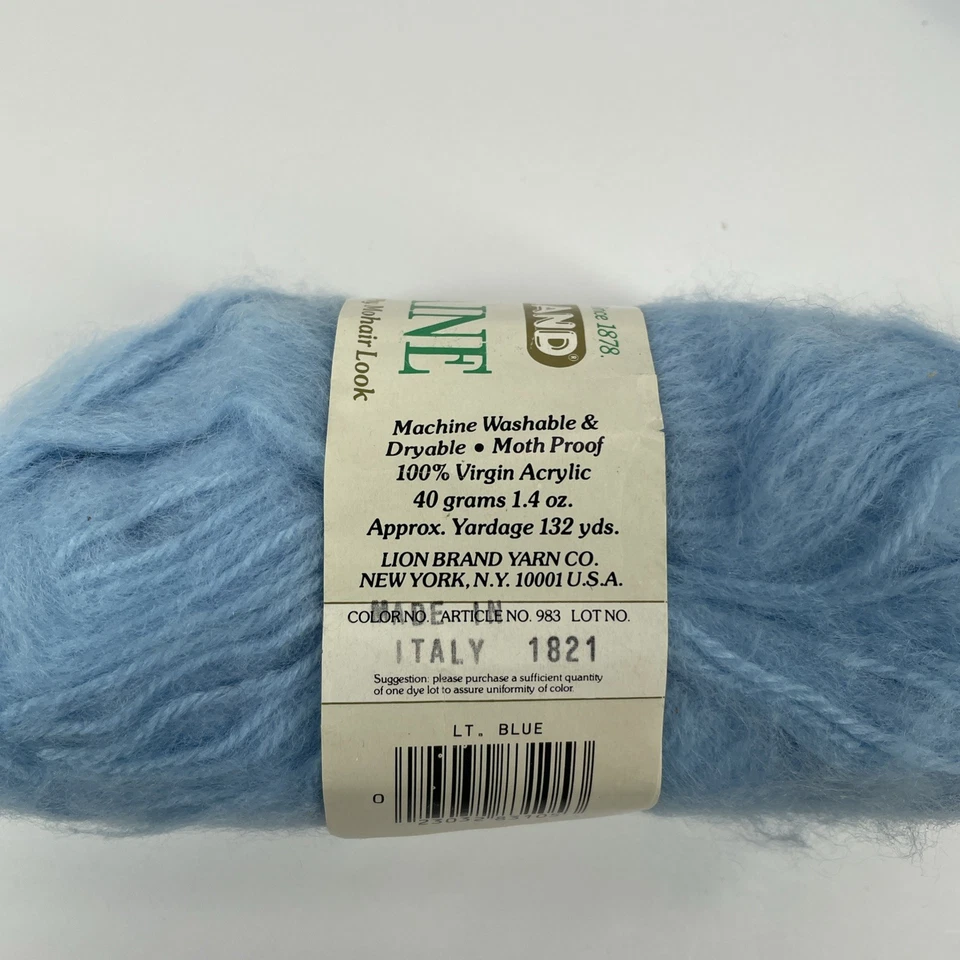Lion Brand Yarn Molaine LT BLUE 3-ply Mohair Look Made in Italy ~ Lot of 8 - Image 4 of 4