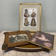 3x Bilderrahmen Tramp Art Jugendstil Messing Fotografie antik vintage alt Holz 