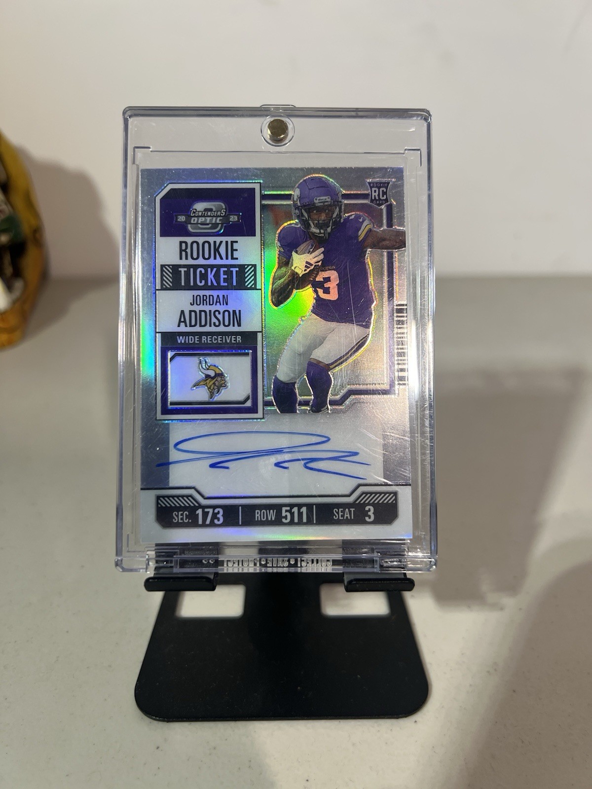 2023 Contenders Optic Jordan Addison Variation Silver Rookie Ticket On Card Auto