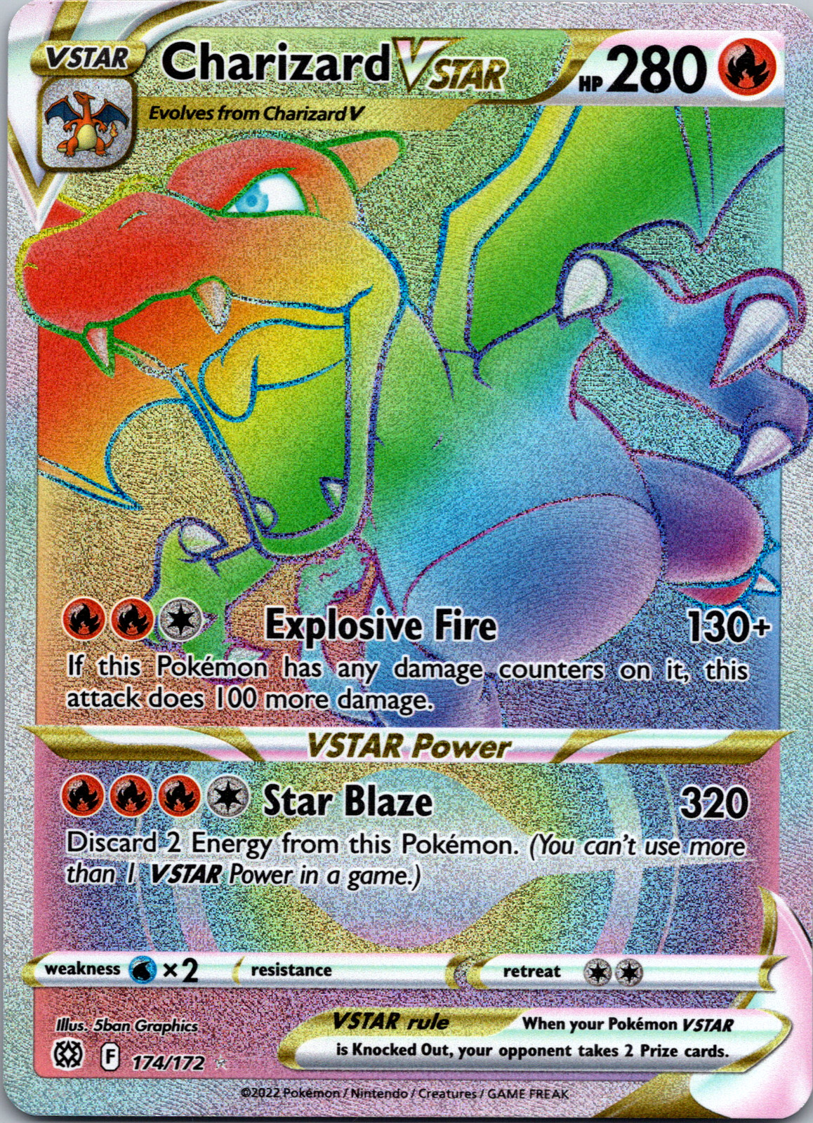 Pokemon Charizard VSTAR (Secret) 174/172 SWSH09: Brilliant Stars Secret Rare NM