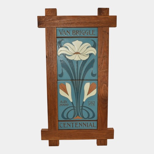 Van Briggle 2000 Vintage Art Pottery Blue Centennial Ceramic Flower Tile