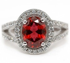 3CT Fire Garnet  White Topaz 925 Solid Sterling Silver Ring Sz 7,8,9 MB2