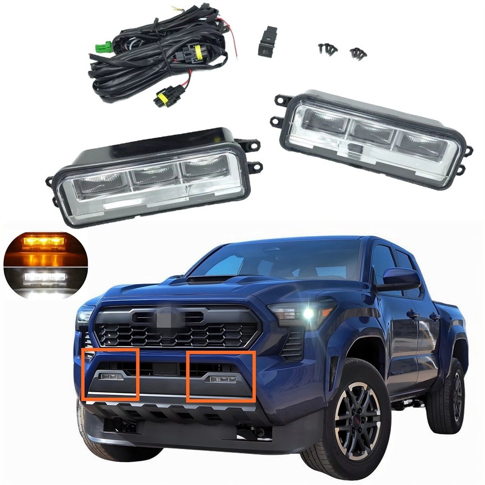 2x For Toyota Tacoma LED Fog Lamp Kit w/ Amber LED Signal Light Wire 81210-0C050