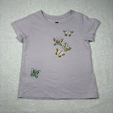 Tea Collection T Shirt Girls Size 4 Lavender Short Sleeve Tee Butterfly Top