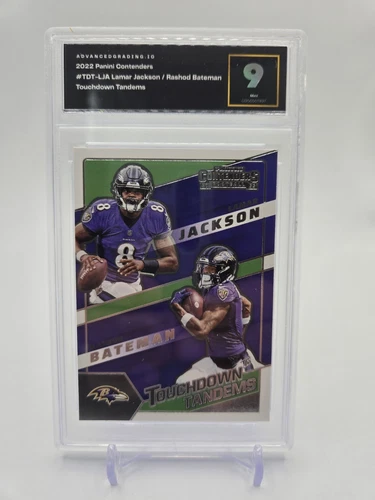 2022 Panini Contenders - Touchdown Tandems Lamar Jackson, RASHOD BATEMAN- MINT 9