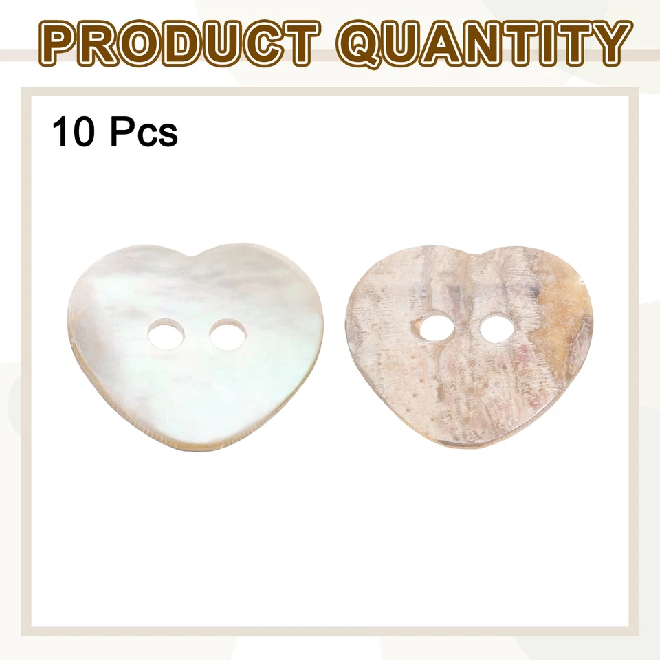10 Stück Perlmutt-Knöpfe 0,6" Herz Muschel für Stoff Basteln - Bild 3 von 4