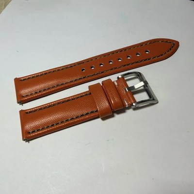 21mm ORANGE Real Sailcloth Apple Watch Strap Breitling Omega Tudor BLACK Stitch