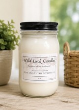 Hand Poured Soy Wax Candle Pear and Thyme Citronella Scented