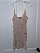 Lauren Ralph Lauren Floral Slip Dress Pink Cotton Spaghetti Strap Women  s Medium