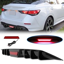 Rear Bumper Diffuser Spoiler Lip Led Tail Brake Light Glossy For Nissan Sentra