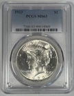 1923 Peace Silver $1 Dollar Coin PCGS MS 63