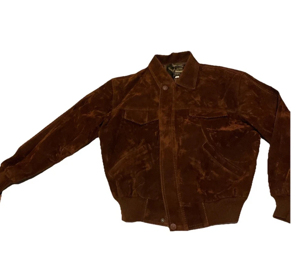 Made In Alto V Moda Bomber Style Suede  Jacket Size Large - Image 2 of 4