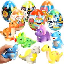 6 Pack Jumbo Easter Eggs Filled with Dinosaur Slow Rising Squeeze Toys for Kids