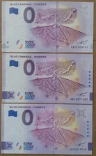 3x 0 euro souvenir ISLAS CANARIAS Espana - VECC 2019+2023+2024