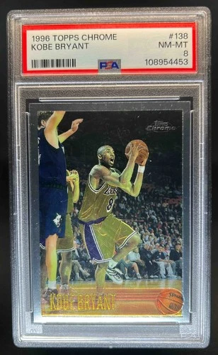 1996-97 Topps Chrome Kobe Bryant Rookie RC #138 Lakers PSA 8