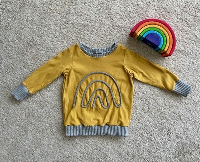 Handmade Pullover Pulli Größe 86 Regenbogen senfgelb unisex Herbst Winter