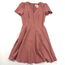 Gal Meets Glam Kate V Neck Fit And Flare Dress Dusty Rose Size 2