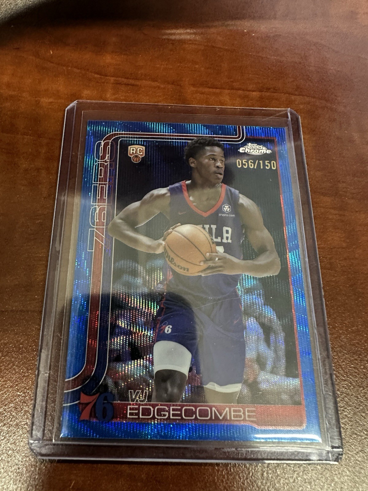 2025-26 Topps Chrome #253 Blue Wave Refractor VJ Edgecombe RC /150