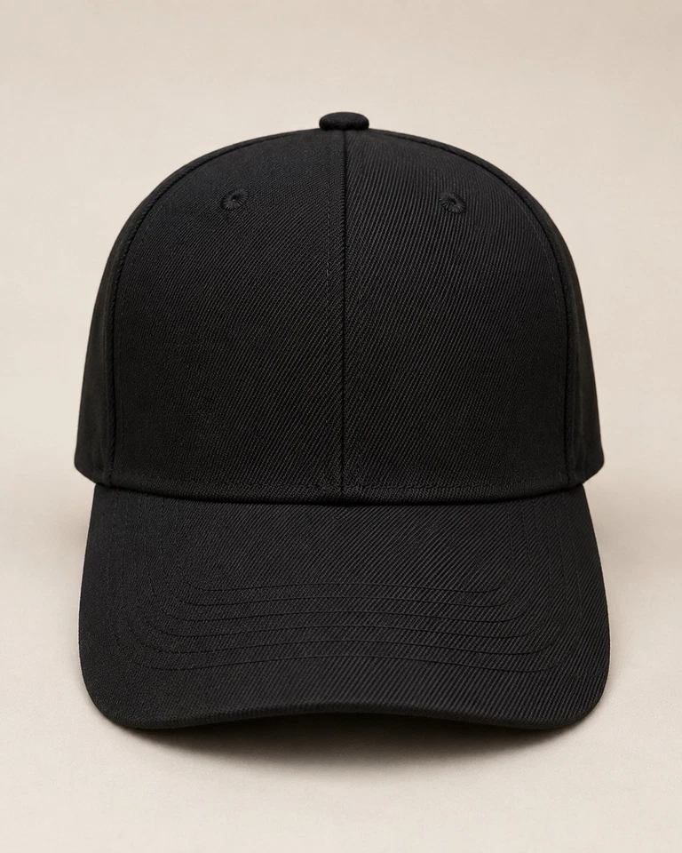 Casquette de baseball homme noire unie réglable style décontracté - Photo 1/1