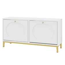 Shoe Storage Bench, Narrow Entryway Bench w/ 2 Flip Drawers  Adjustable Shelves