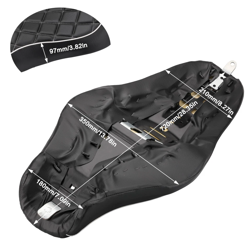 Black Motorcycle Driver Passenger Two Up Seat For Harley Sportster Iron 1200 883 Foto 2 de 4