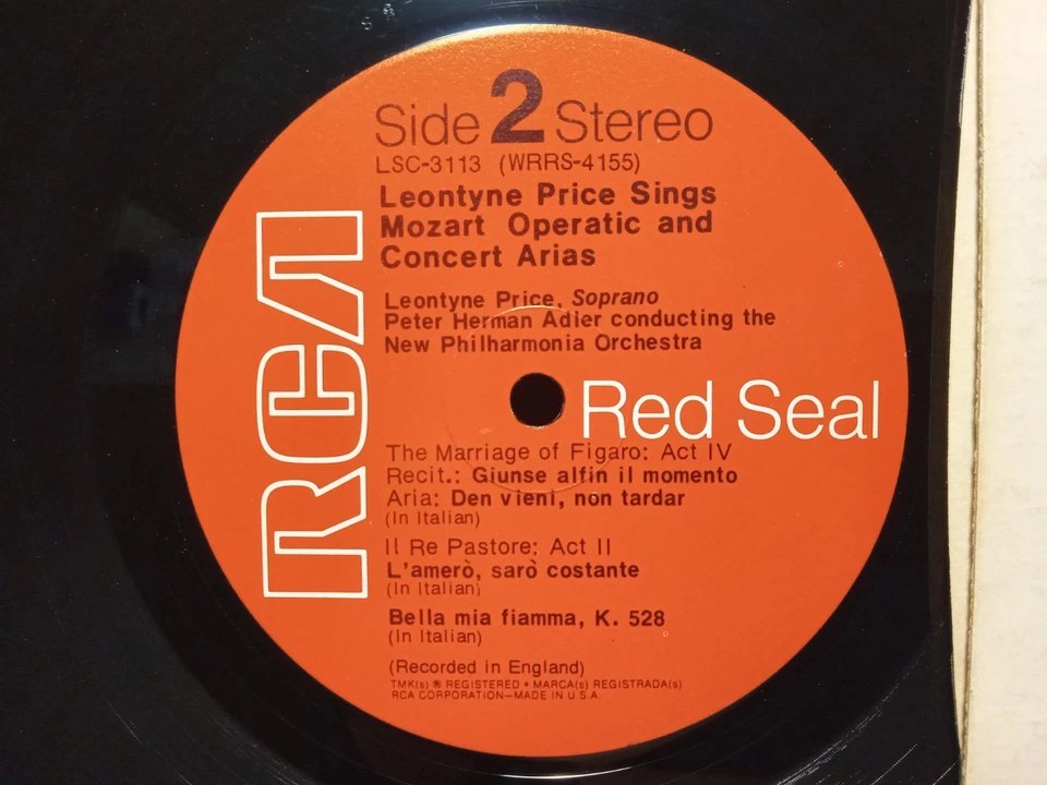 LEONTYNE PRICE sings Mozart Operatic and Concert Arias, LP EX with Insert, RCA - Image 4 of 4