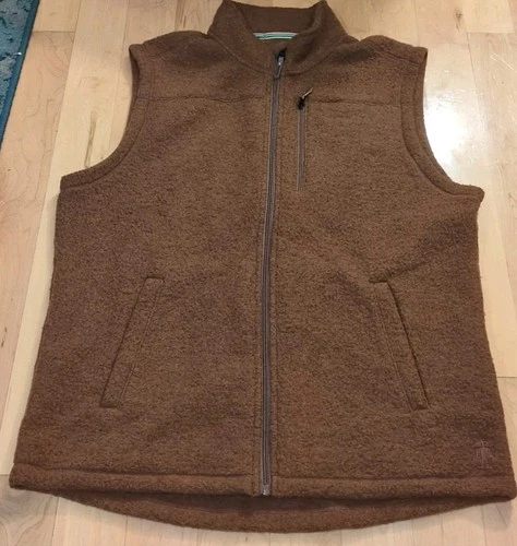 Smartwool Wool Blend Vest Adult XL Brown Full Zip Mock Neck Boiled Outdoors