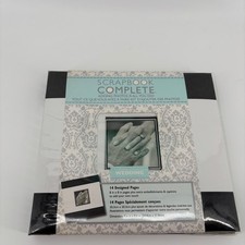 C.R. Gibson Scrapbook Complete Wedding Album 8x8 Black White Teal NEW Damask Kit