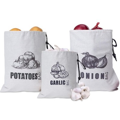 Potato Onion Garlic Storage Bag, Fabric Onion and Potatoes Storage Bag, Washa...