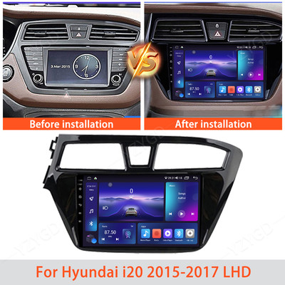 For Hyundai i20 2015-2017 LHD Stereo Car Radio Android Carplay GPS Multimedia BT