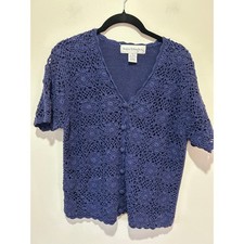 Vintage Norton McNaughton cardigan size M cotton blend grandmacore crochet