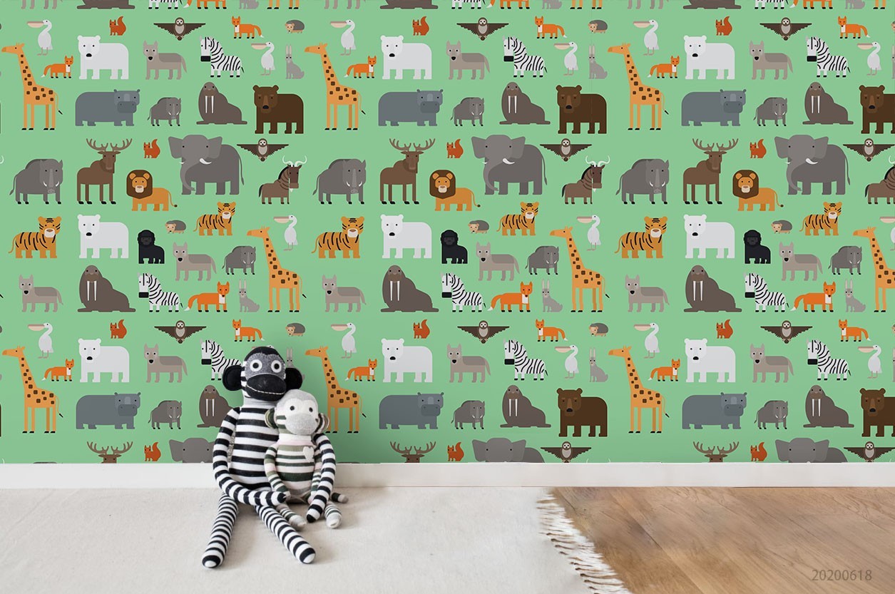 3D Animal Watercolor Pattern Wall Murals Wallpaper Murals Wall Sticker