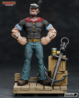 Popeye the Sailor, 210mm Resin Model Kit Painted 3d Printed GK Statue Figure