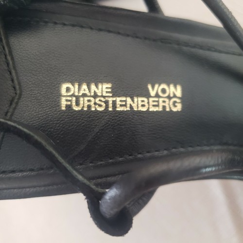 Diane Von Furstenberg Black Leather High Heel Sandal Pumps Strappy Women's 7.5M - Picture 4 of 8