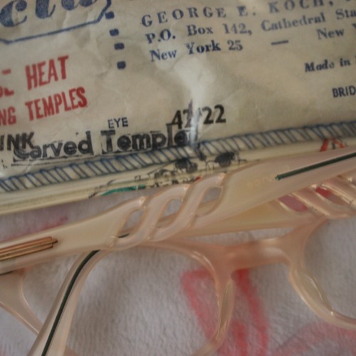 Vintage 1950s Eyeglasses Frames Selecta Colette Simili Velvet Pastel Pink Cateye - Picture 6 of 7