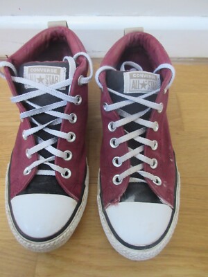 Converse All Star Wine Red Canvas High Trainers Size UK UK