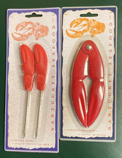 Metal Claw Shaped Lobster Crackers & 2 Claw Shaped Handle Lobster Picks New