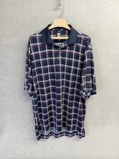 FootJoy Polo Shirt Men's Large Stretch Performance Blue Plaid Golf Logo