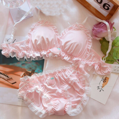 Japanese Mori Girls Ruffles Bra Sets Underwear Panties Briefs Lolita Underpants