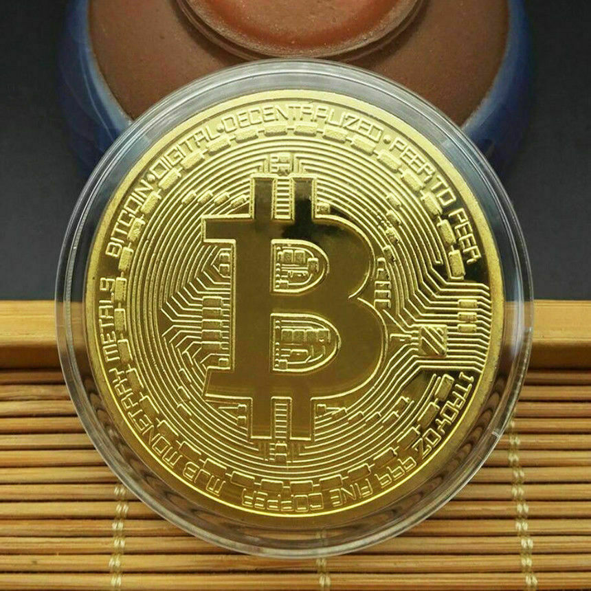 1Pcs Gold Bitcoin Coins Commemorative 2021 New Collectors Gold Plated Bit Coin